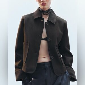 Zara Dark Brown Soft Pocket Casual Jacket